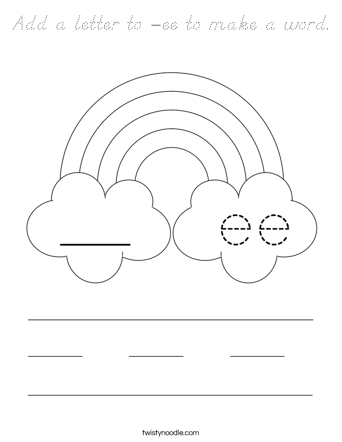 Add a letter to -ee to make a word. Coloring Page