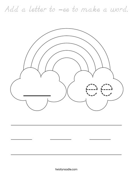 Add a letter to -ee to make a word. Coloring Page