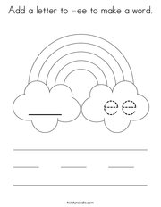Add a letter to -ee to make a word Coloring Page