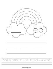 Add a letter to -ee to make a word Handwriting Sheet