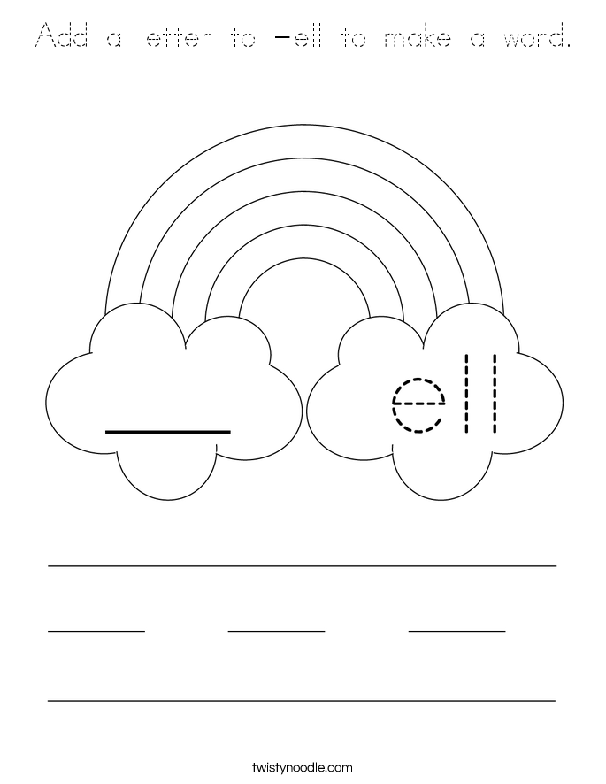 Add a letter to -ell to make a word. Coloring Page