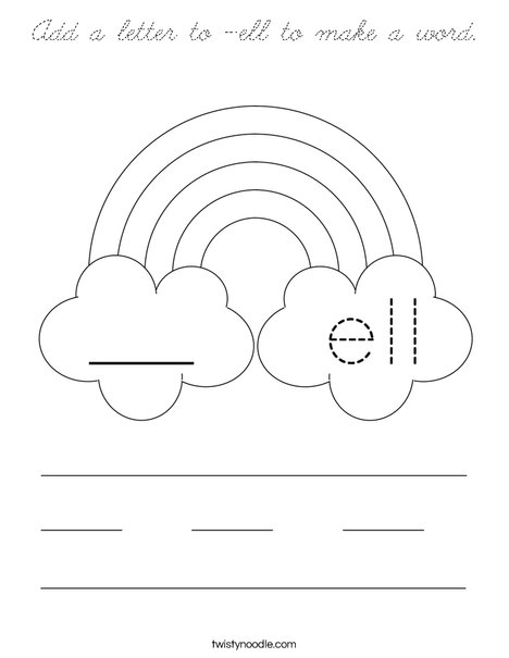 Add a letter to -ell to make a word. Coloring Page