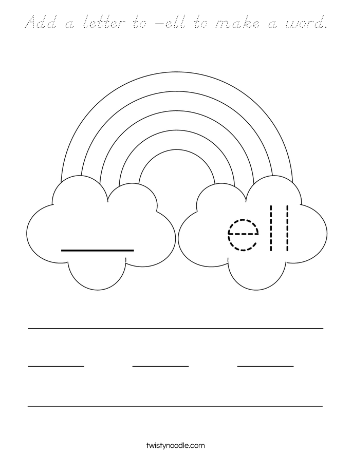 Add a letter to -ell to make a word. Coloring Page