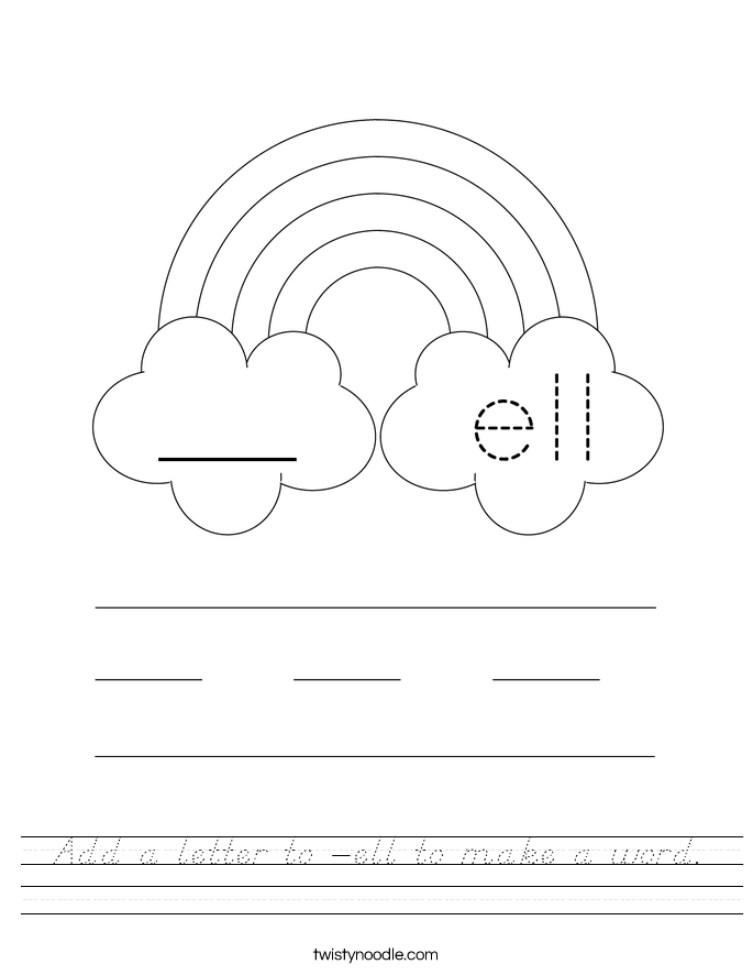 Add a letter to -ell to make a word. Worksheet