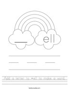 Add a letter to -ell to make a word Handwriting Sheet
