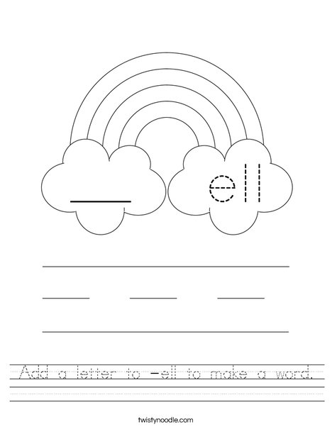 Add a letter to -ell to make a word. Worksheet