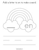 Add a letter to en to make a word Coloring Page