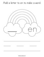 Add a letter to en to make a word Coloring Page