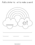 Add a letter to -et to make a word Coloring Page