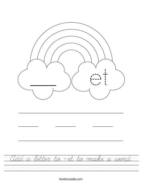 Add a letter to -et to make a word. Worksheet
