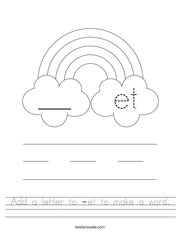 Add a letter to -et to make a word Handwriting Sheet