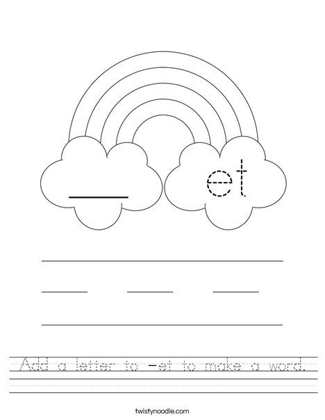 Add a letter to -et to make a word. Worksheet
