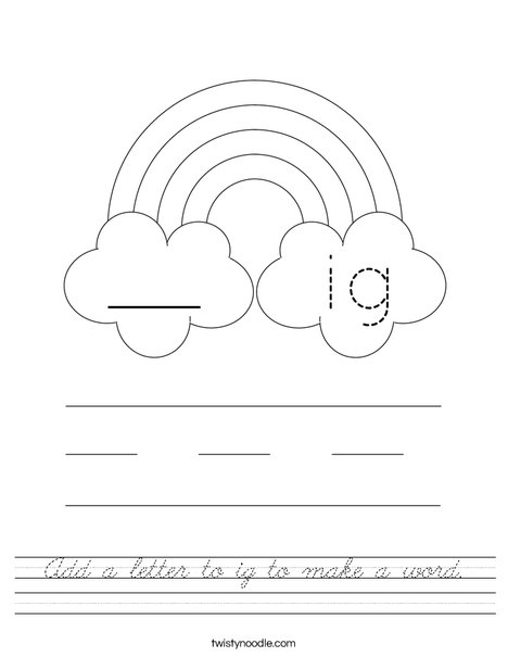 Add a letter to ig to make a word. Worksheet