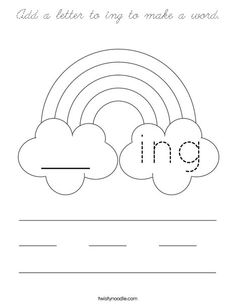 Add a letter to ing to make a word. Coloring Page