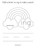 Add a letter to ing to make a word Coloring Page