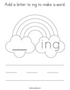 Add a letter to ing to make a word Coloring Page