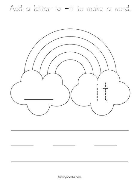 Add a letter to -it to make a word. Coloring Page