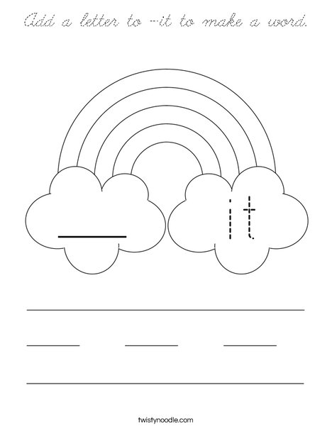Add a letter to -it to make a word. Coloring Page