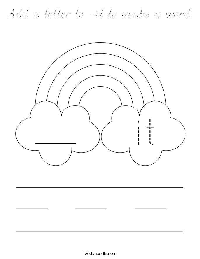 Add a letter to -it to make a word. Coloring Page