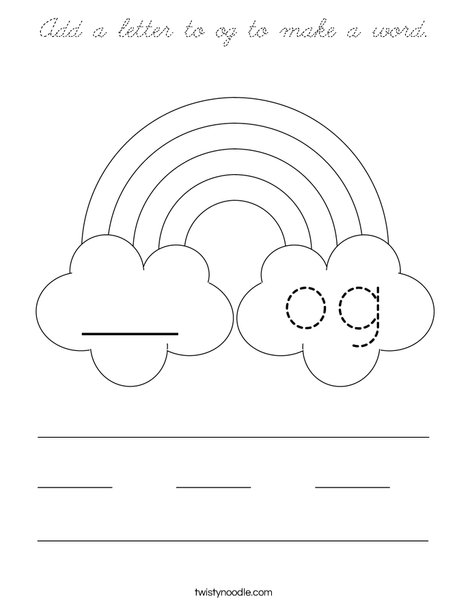 Add a letter to og to make a word. Coloring Page