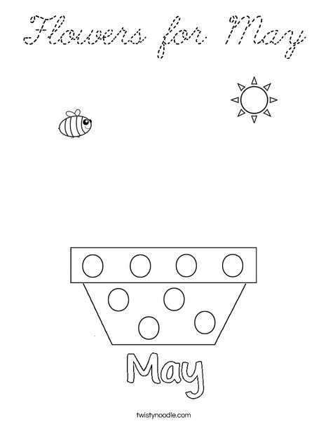 Add flowers for May Coloring Page