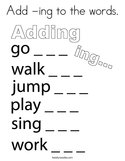 Add -ing to the words Coloring Page