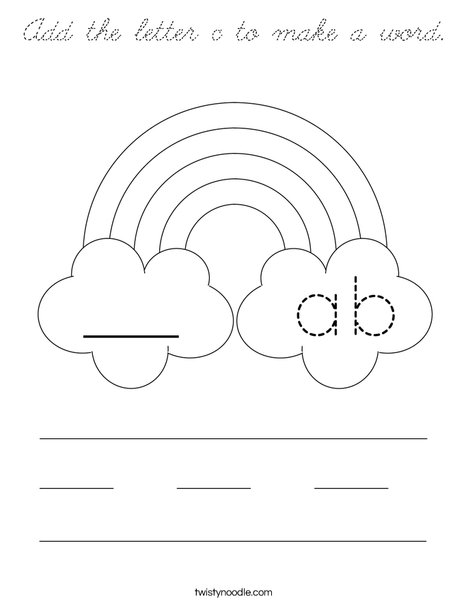 Add the letter c to make a word. Coloring Page
