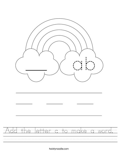 Add the letter c to make a word. Worksheet