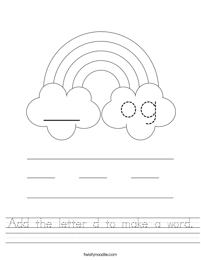 Add the letter d to make a word. Worksheet
