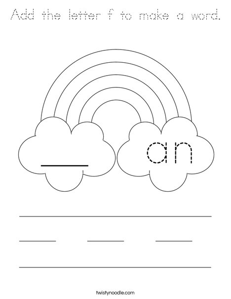 Add the letter f to make a word. Coloring Page