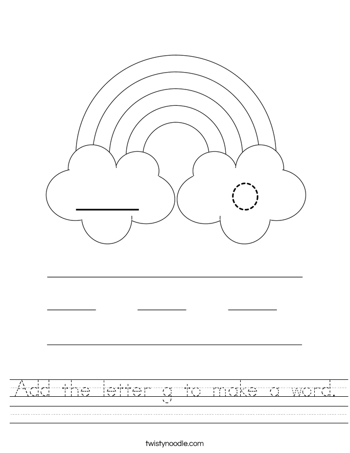 Add the letter g to make a word. Worksheet