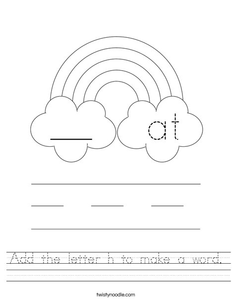 Add the letter h to make a word. Worksheet