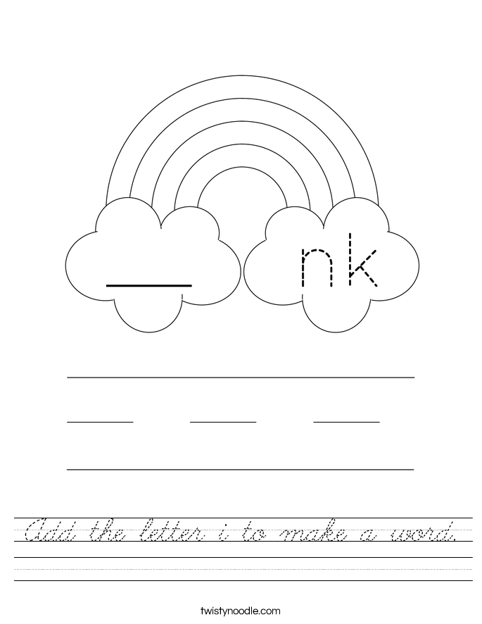 Add the letter i to make a word. Worksheet