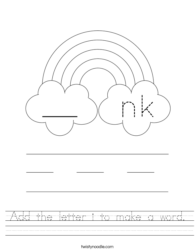Add the letter i to make a word. Worksheet