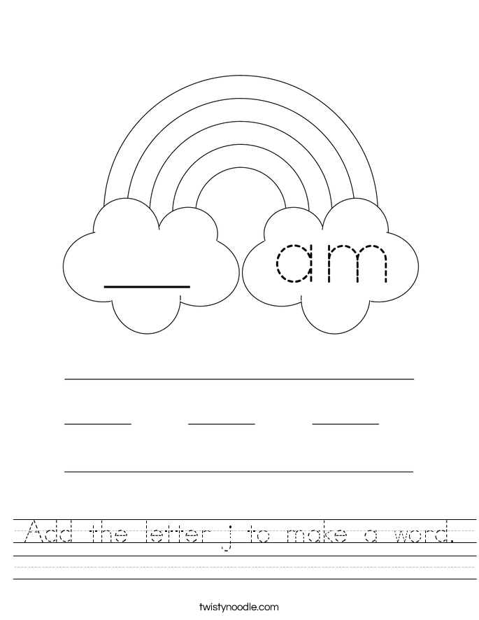 Add the letter j to make a word. Worksheet