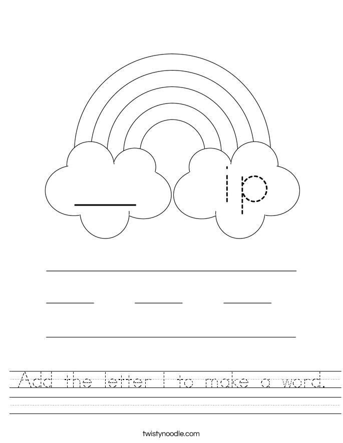 Add the letter l to make a word. Worksheet