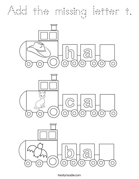 Add the missing letter t. Coloring Page