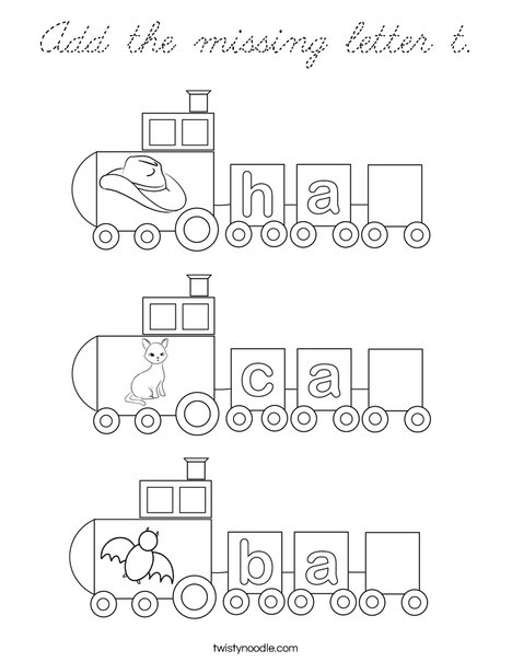 Add the missing letter t. Coloring Page