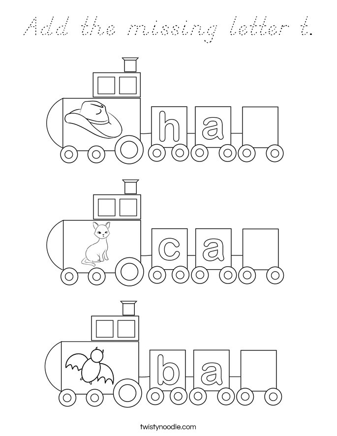 Add the missing letter t. Coloring Page