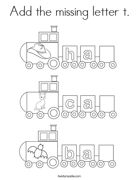 Add the missing letter t. Coloring Page
