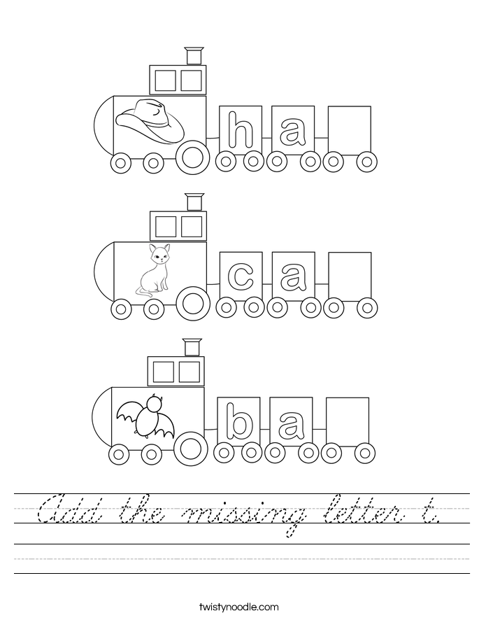Add the missing letter t. Worksheet