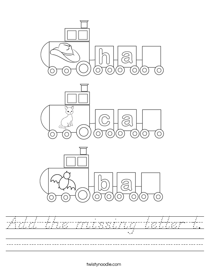 Add the missing letter t. Worksheet