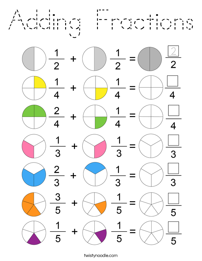 Adding Fractions Coloring Page