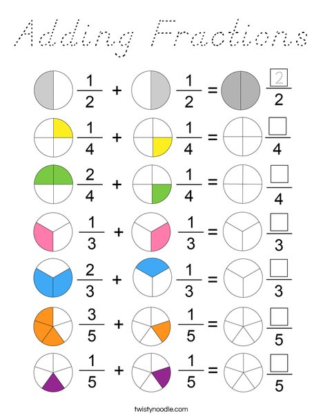 Adding Fractions Coloring Page