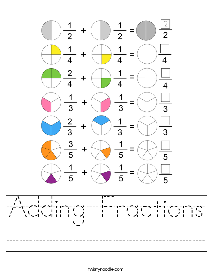 Adding Fractions Worksheet Twisty Noodle Adding Fractions Worksheet Twisty Noodle