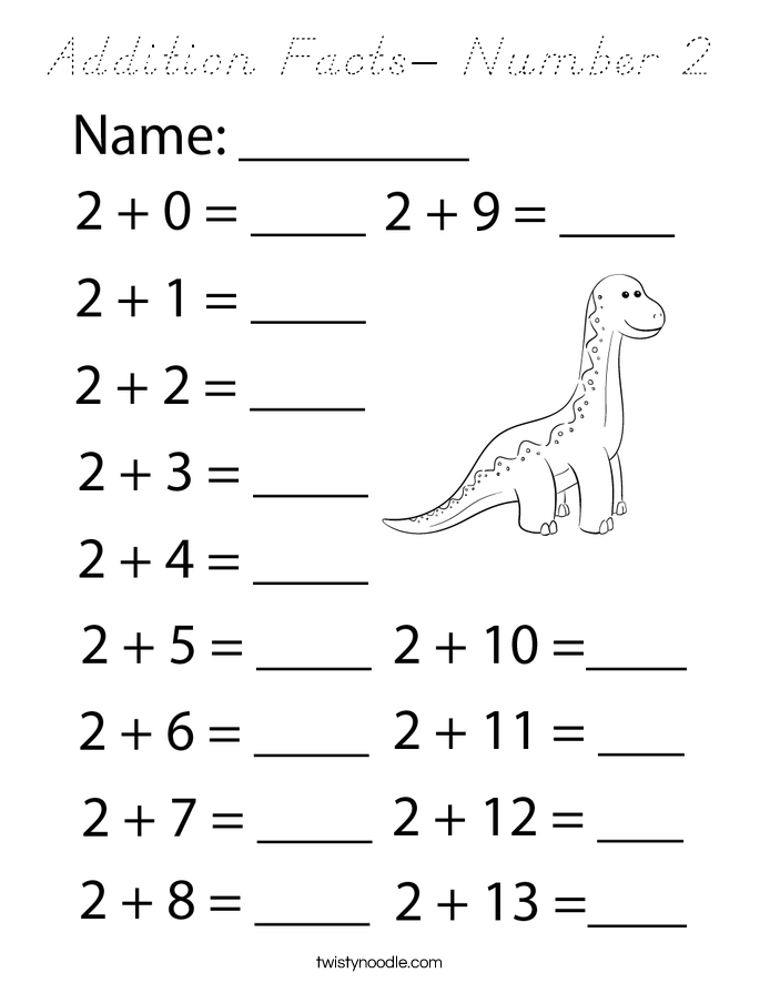 Addition Facts- Number 2 Coloring Page