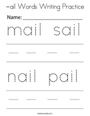 -ail Words Writing Practice Coloring Page