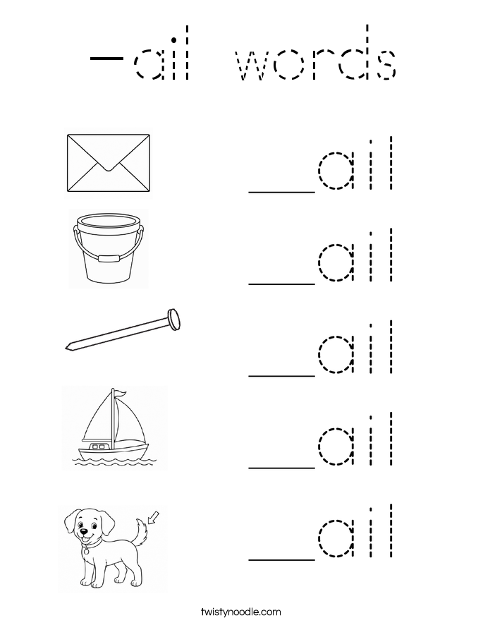 -ail words Coloring Page
