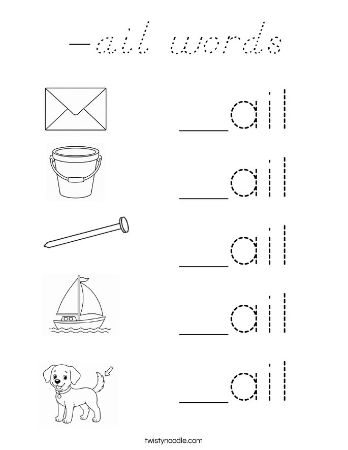 -ail words Coloring Page