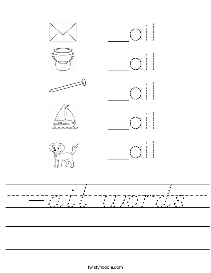 -ail words Worksheet